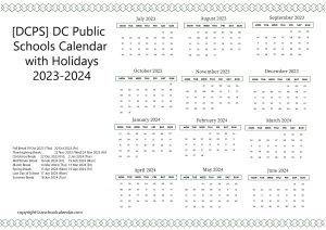 [DCPS] DC Public Schools Calendar with Holidays 2023-2024