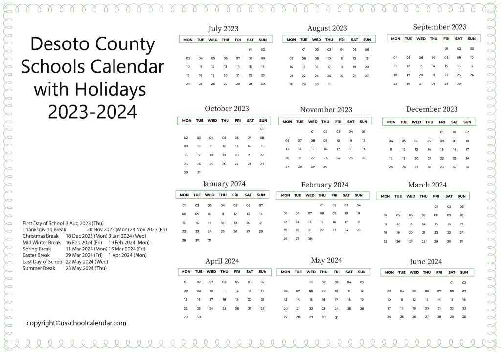 Desoto County Public Schools Academic Schedule
