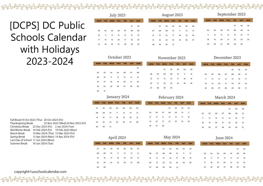 District of Columbia Public Schools Calendar [DC]