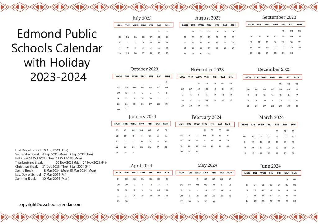 Edmond Public Schools Calendar
