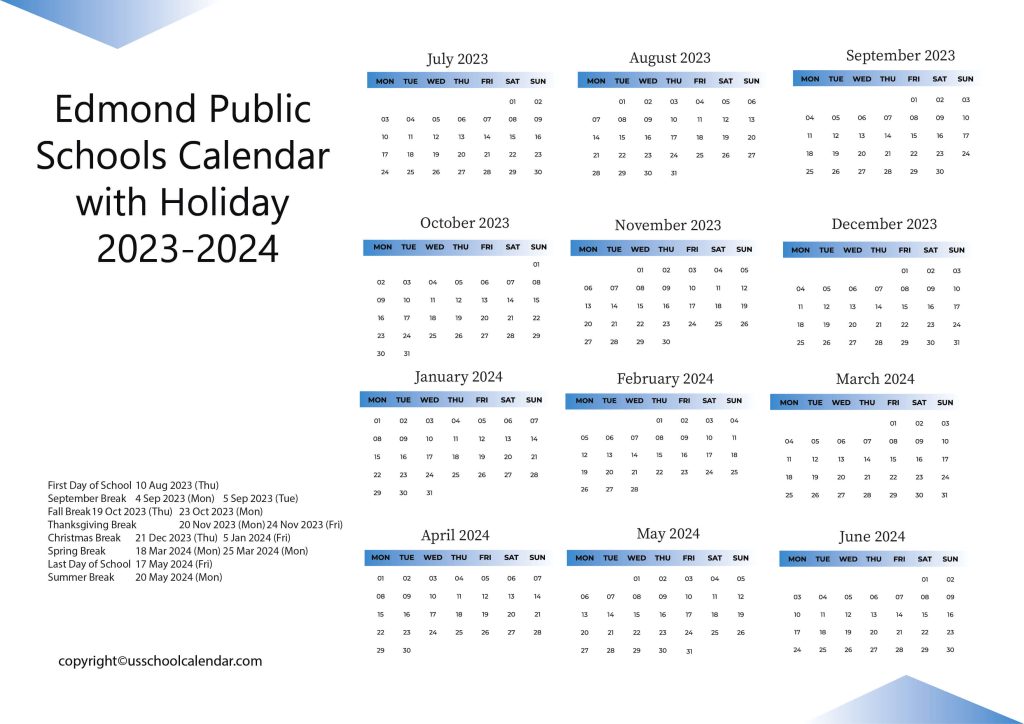 Edmond Schools Calendar