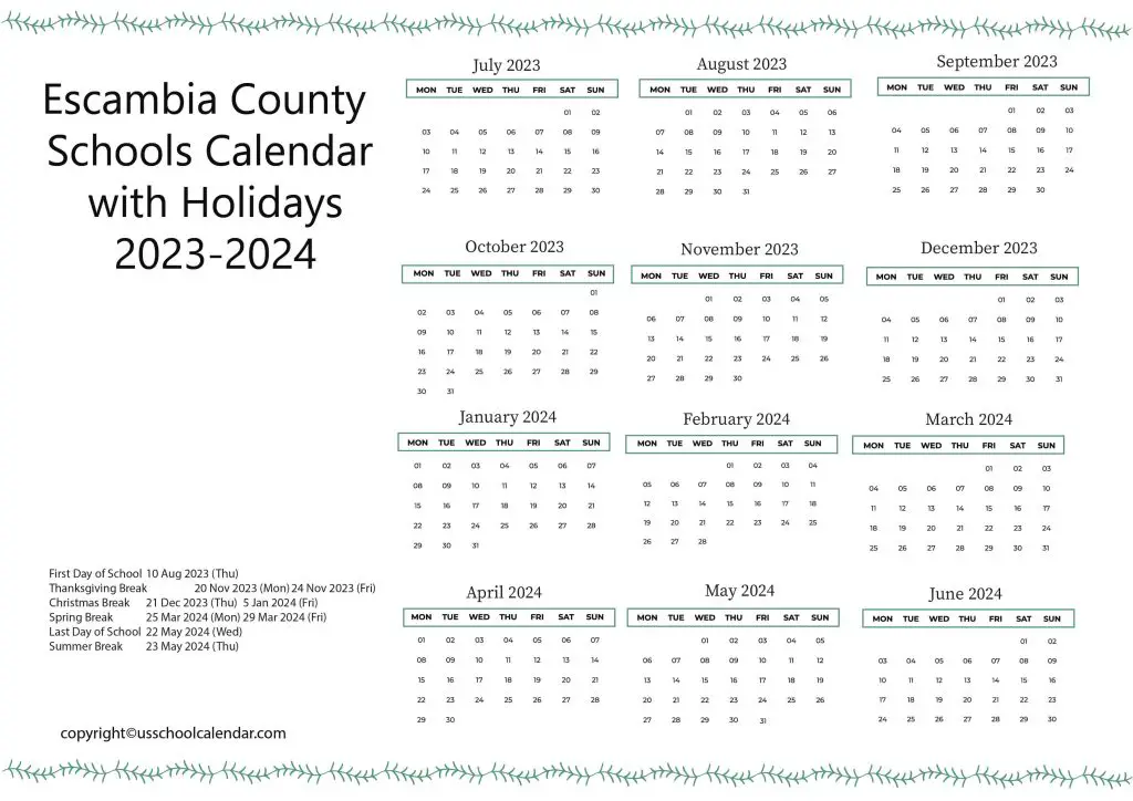 Escambia County Schools Calendar