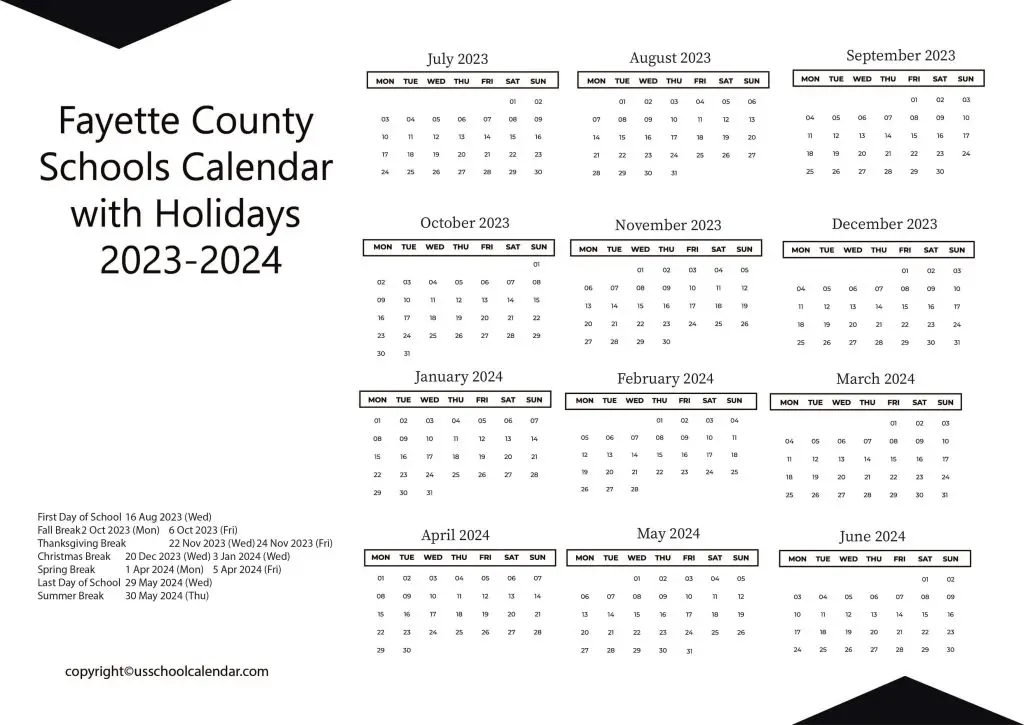 Fayette County Alabama Schools Calendar