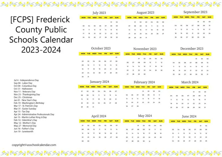  FCPS Frederick County Public Schools Calendar 2023 2024