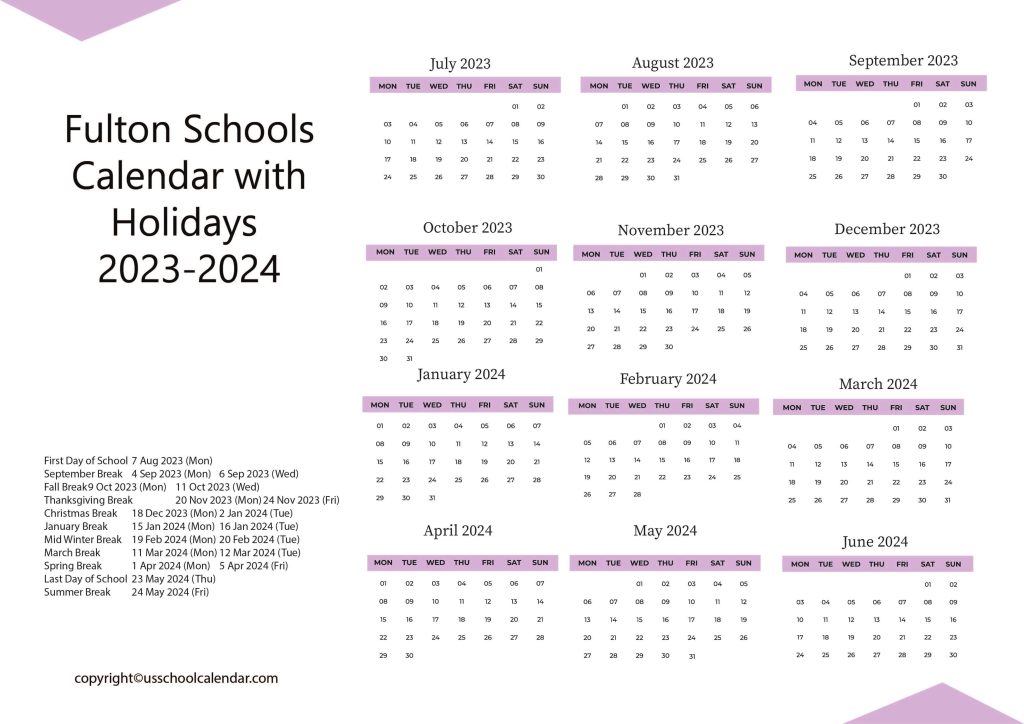 Fulton Public Schools Calendar