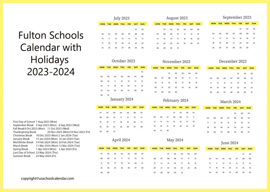 Fulton Schools Calendar