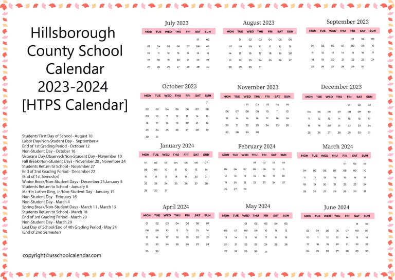 Hillsborough County School Calendar 20232024 [HTPS Calendar]