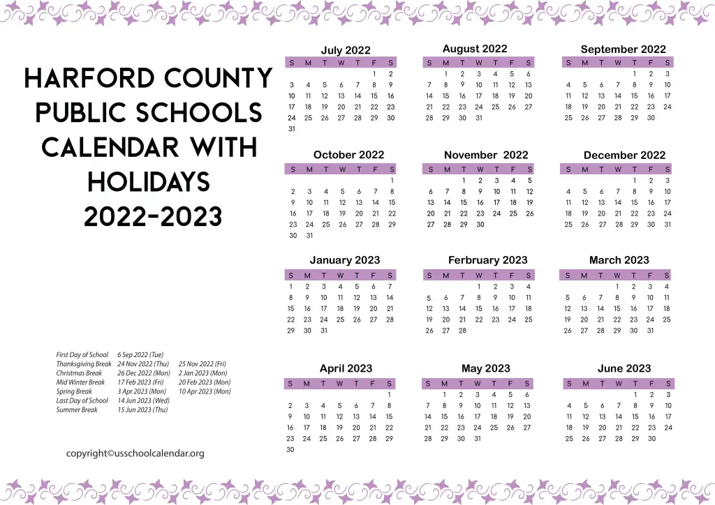 Harford County Public Schools Calendar US School Calendar