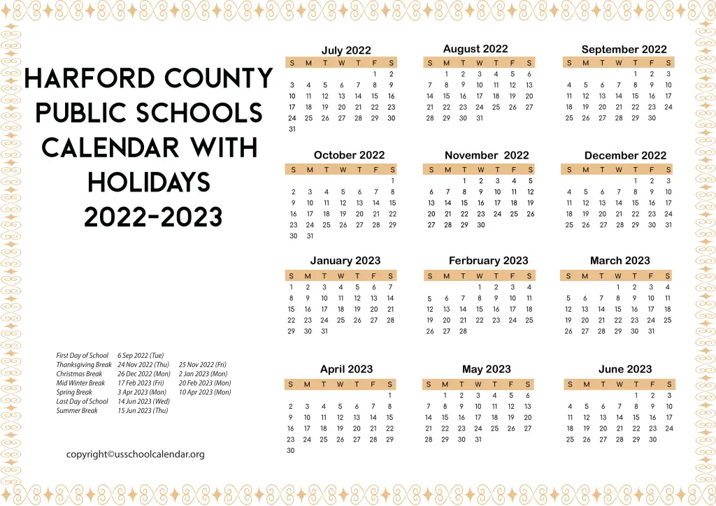 Harford County Public Schools Calendar US School Calendar