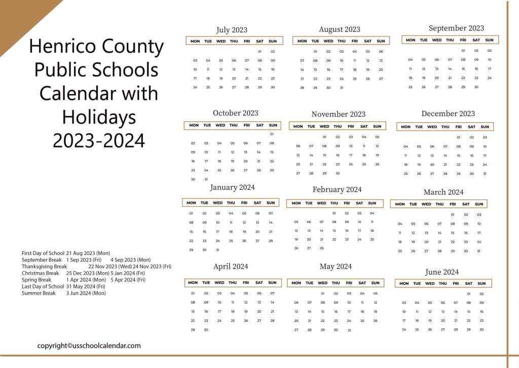Henrico County Schools Calendar
