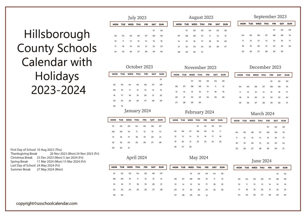 Hillsborough County Schools Calendar
