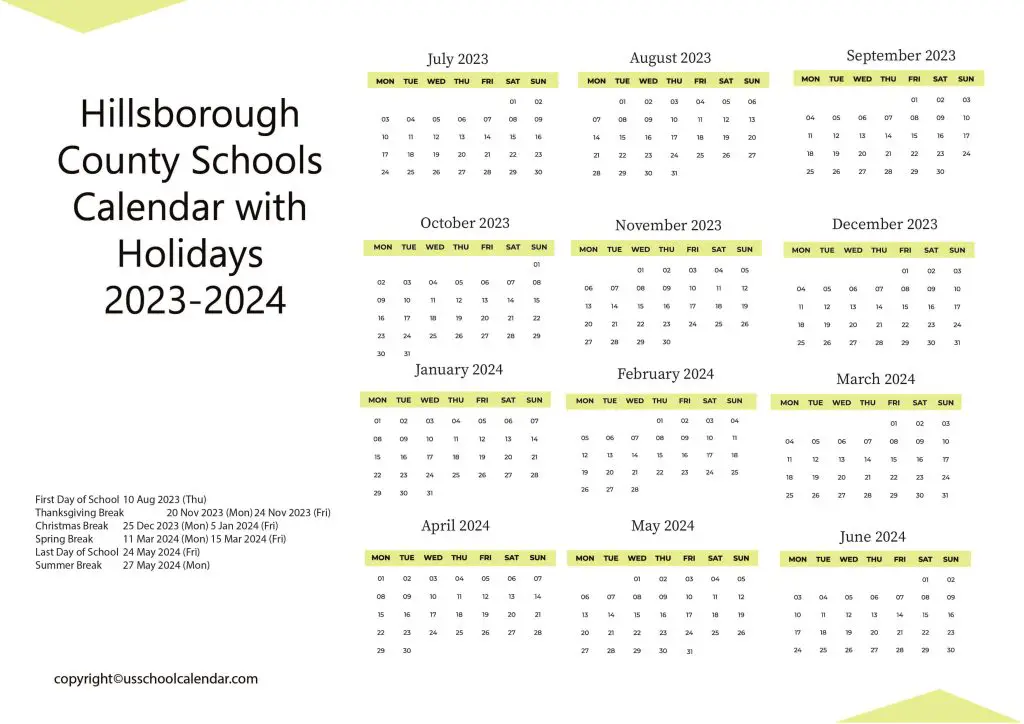 Hillsborough Schools Calendar
