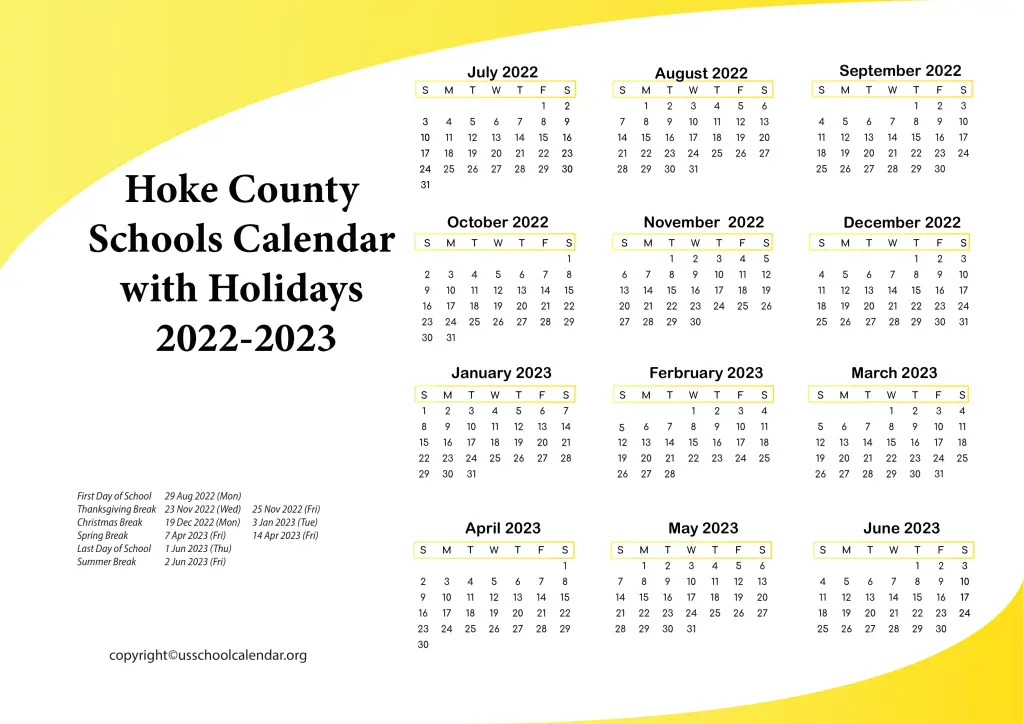 Hoke County Schools Calendar With Holidays 2022 2023