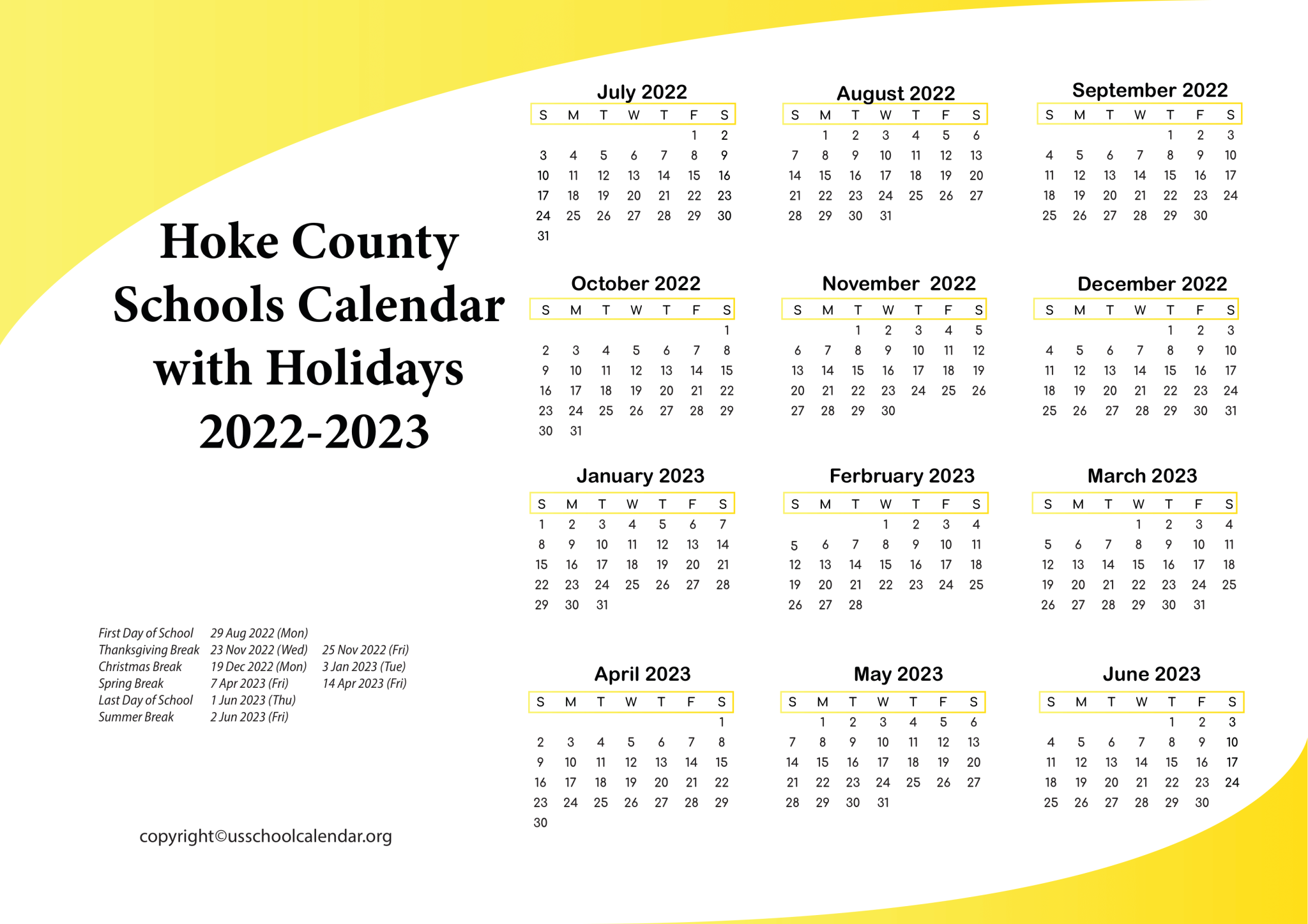 Hoke County Schools Calendar With Holidays 2022 2023