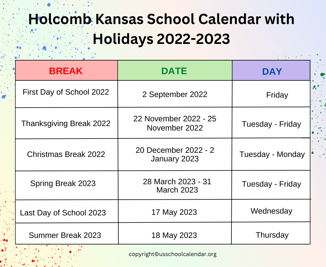 Kansas School Calendar 20222023 US School Calendar