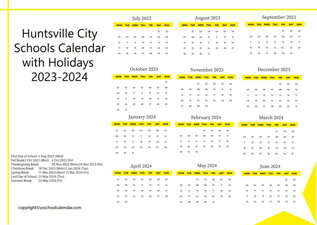 Huntsville Al School District Calendar