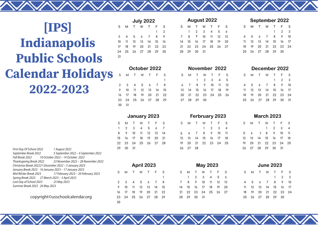 [IPS] Indianapolis Public Schools Calendar Holidays 2022-2023 2
