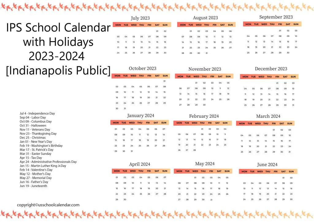 IPS School Calendar