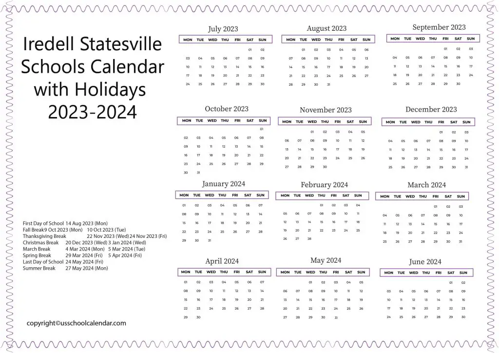 Iredell Statesville School District Calendar