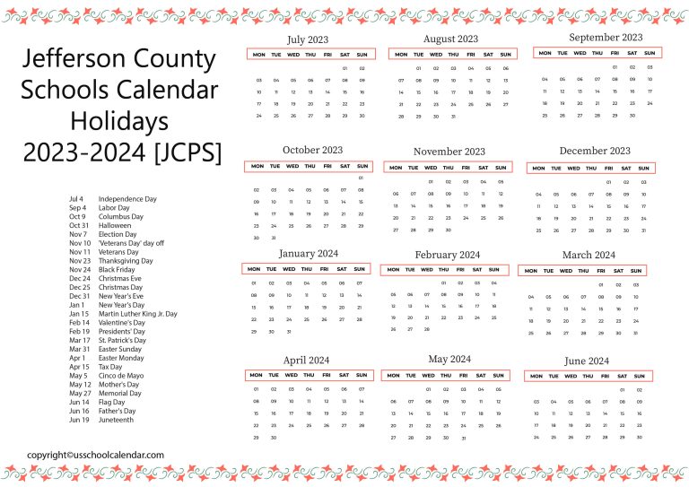 Jefferson County Schools Calendar Holidays 20232024 [JCPS]