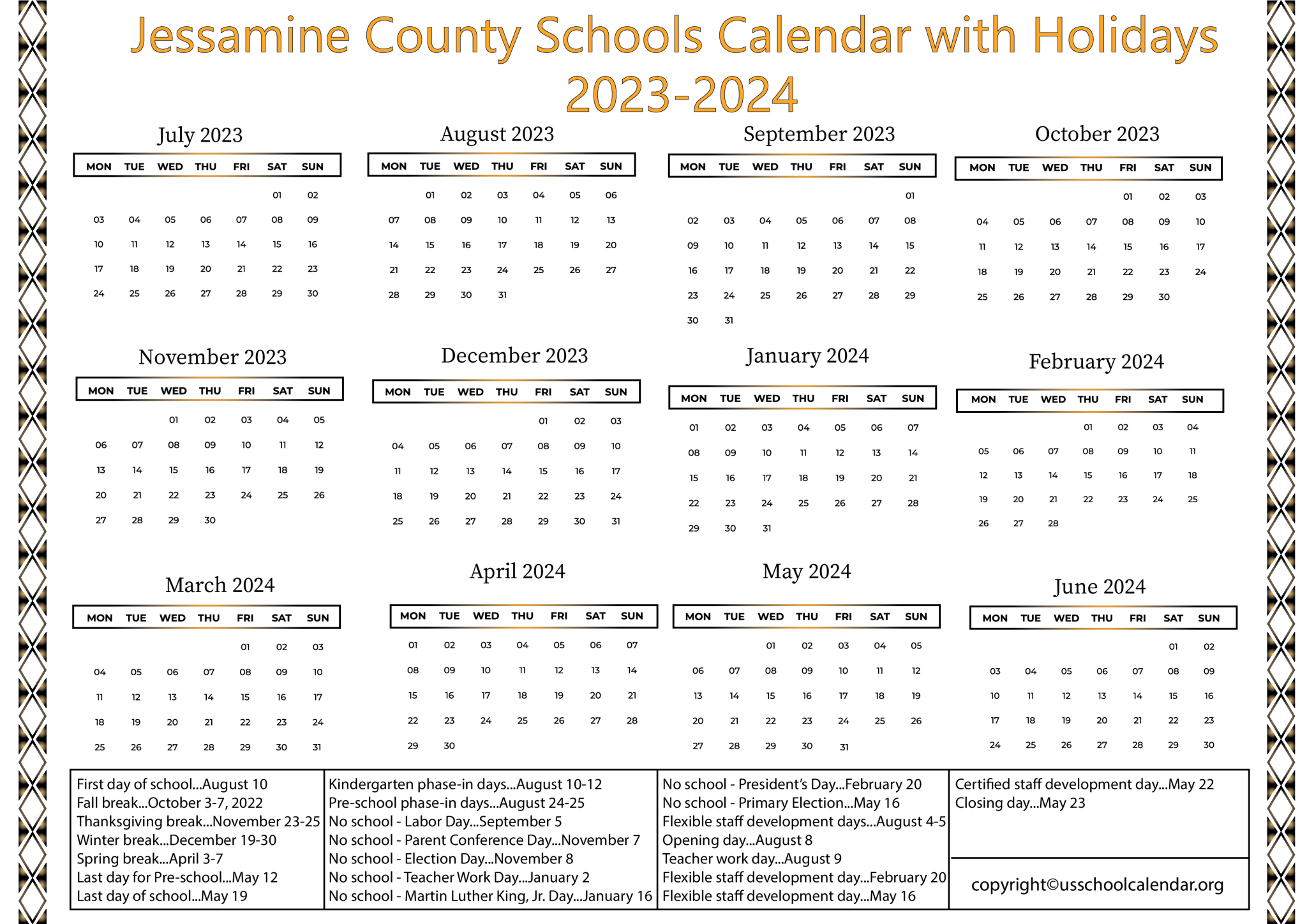 Jessamine County Schools Calendar 2024 US School Calendar