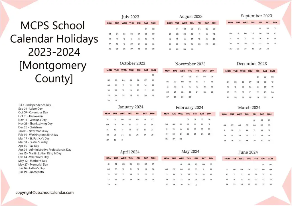 MCPS School Calendar