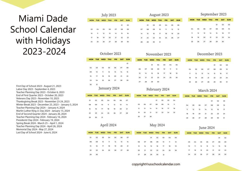 Miami Dade Schools Calendar