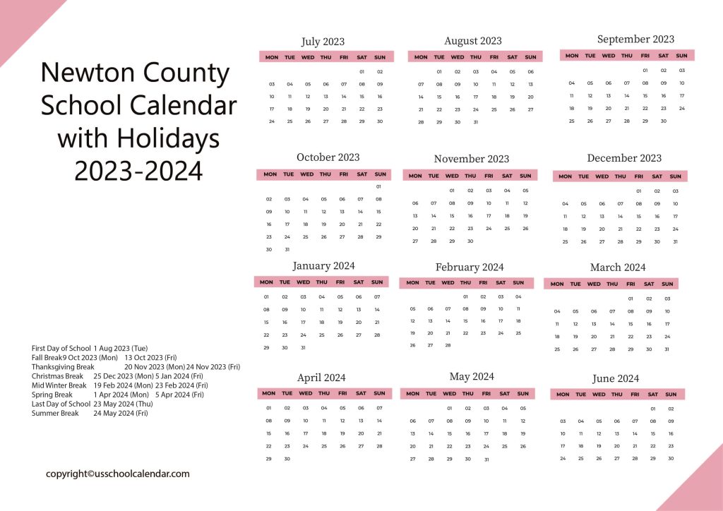 Newton County Schools Calendar