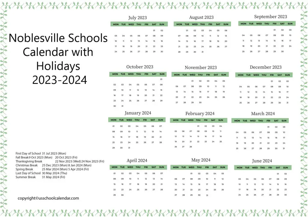 Noblesville Schools Calendar