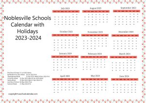 Noblesville Schools Calendar with Holidays 2023 2024