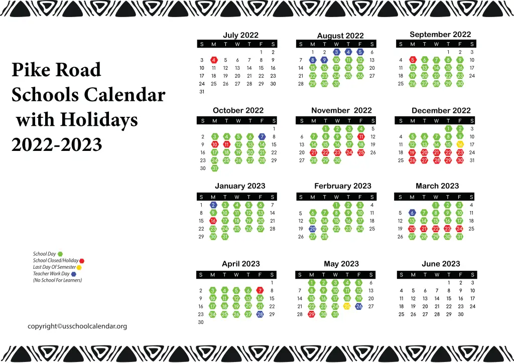 Pike Road Schools Calendar with Holidays 2022-2023 2