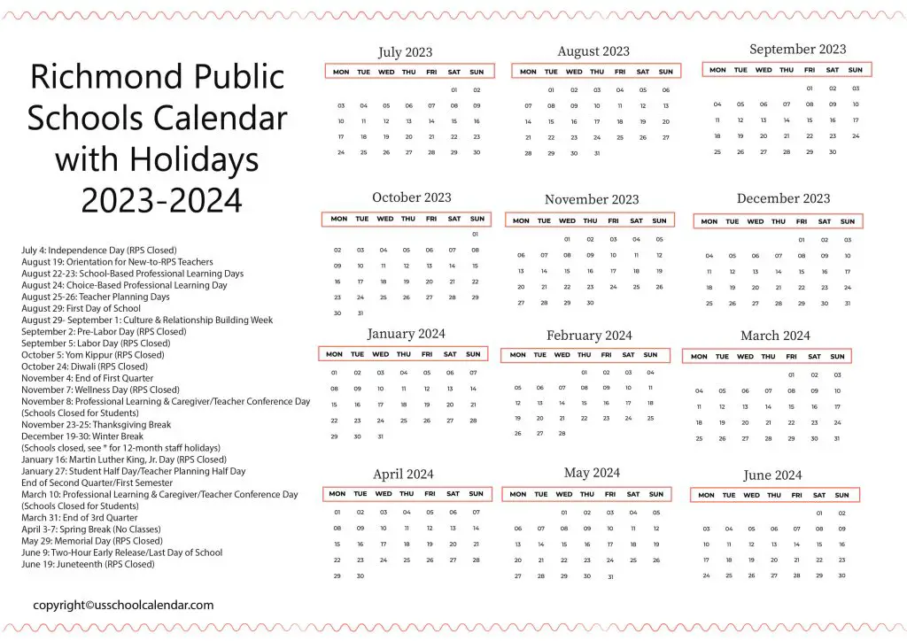 Richmond County Public Schools Calendar