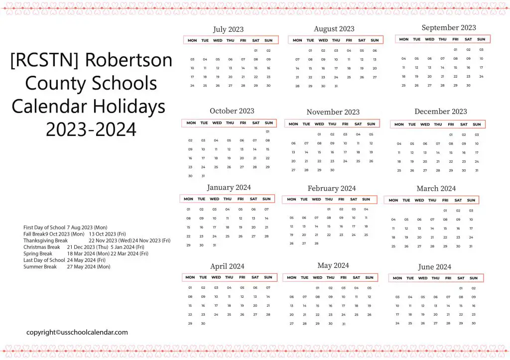Robertson County Schools Calendar