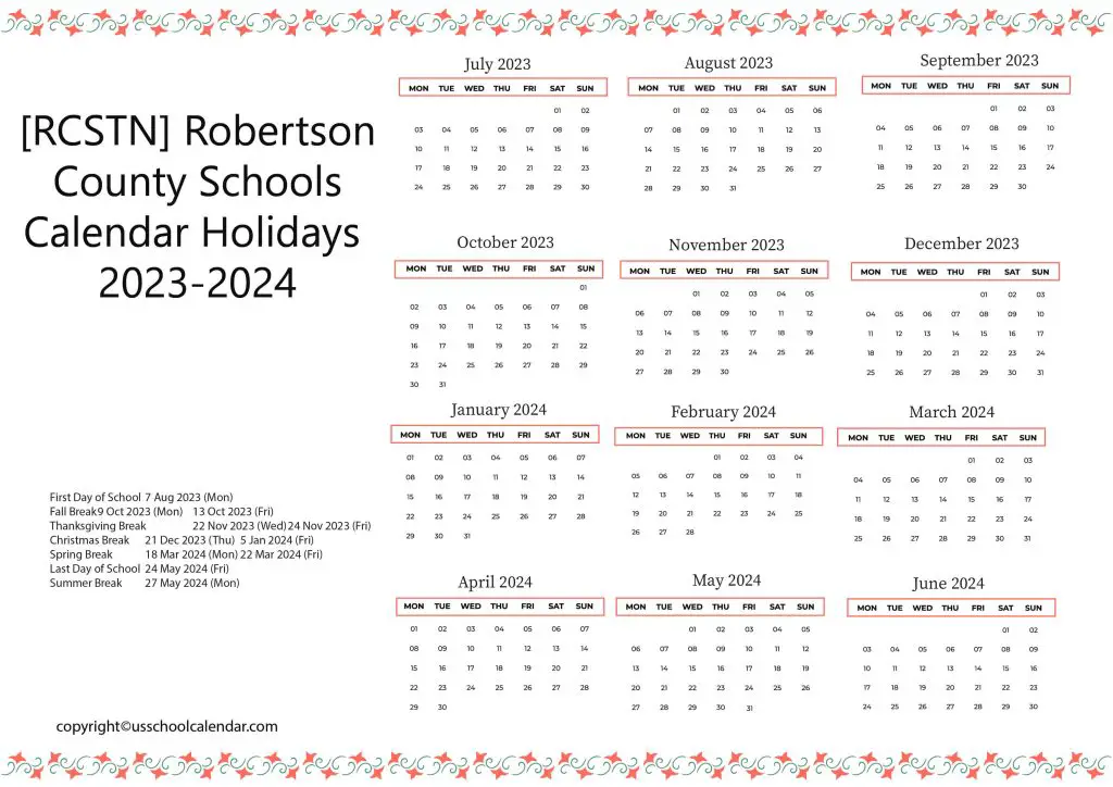 Robertson Schools Calendar