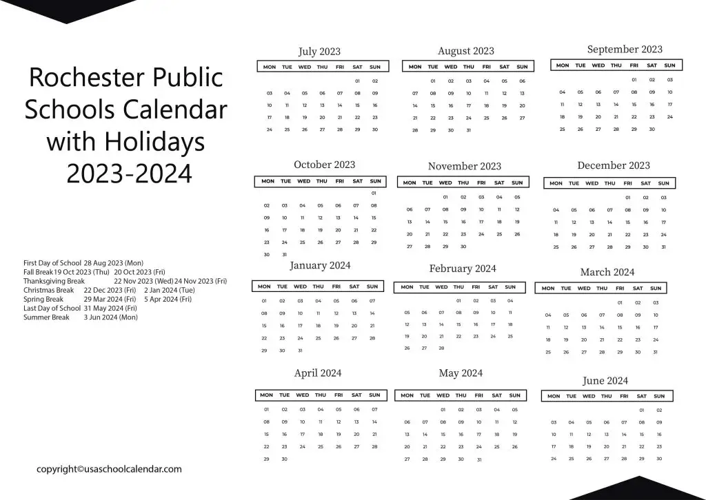 Rochester Public Schools Calendar
