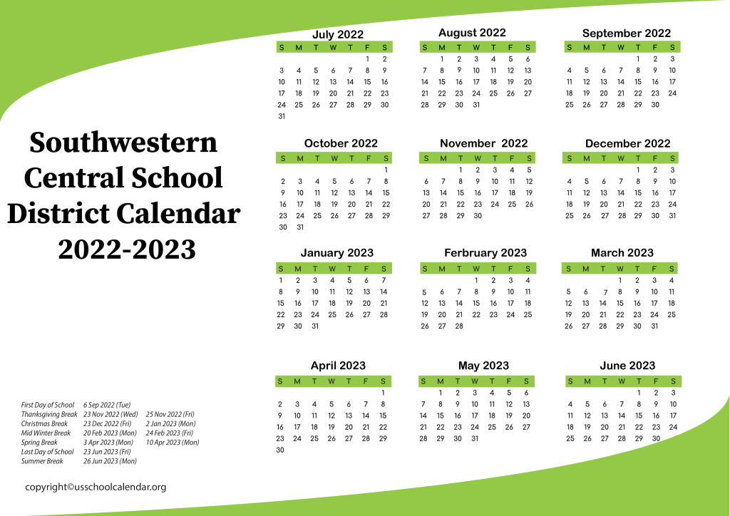 Southwestern Central School District Calendar 2022-2023 2