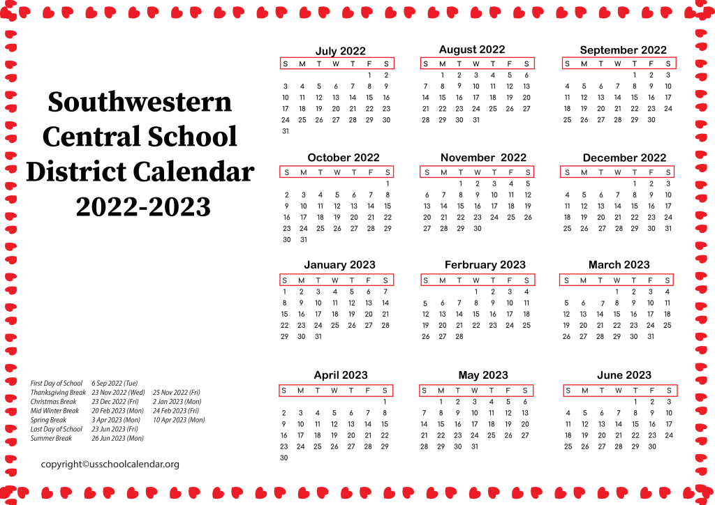 Southwestern Central School District Calendar 2022-2023 3