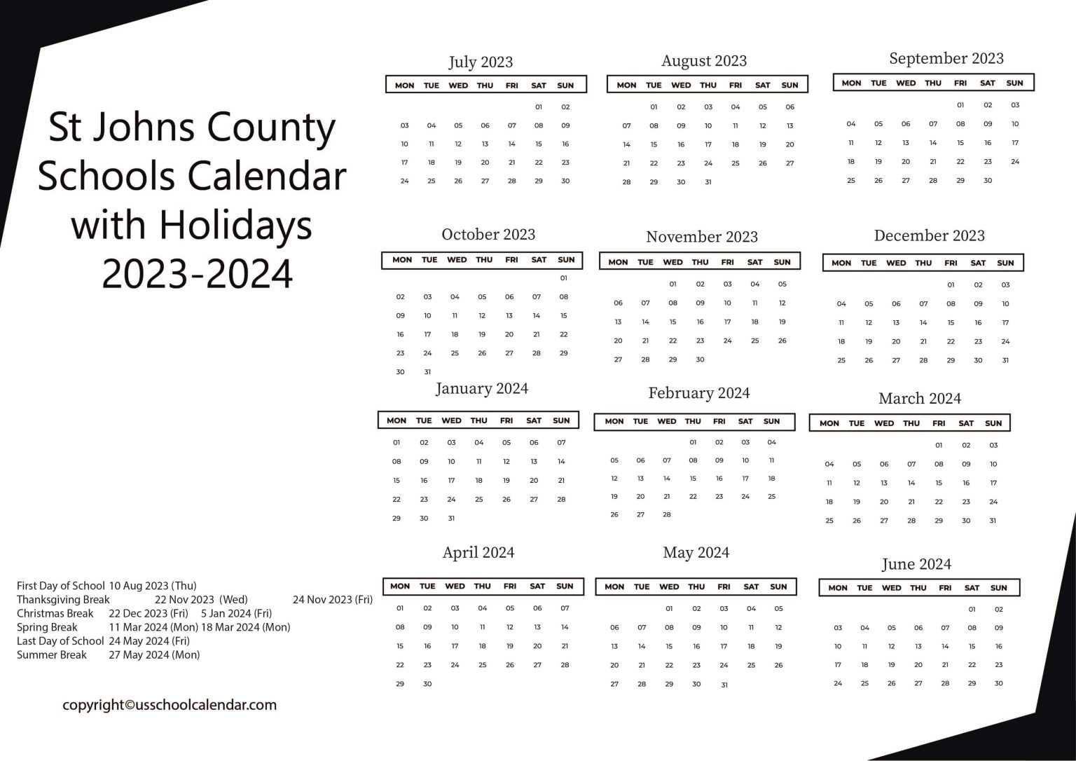 St Johns County Schools Calendar With Holidays 2023 2024   St. Johns County Schools Calendar 1536x1086 