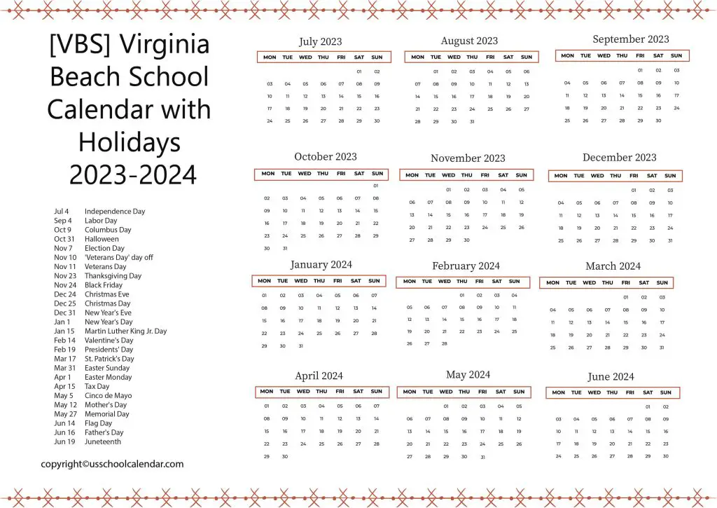 Virginia Beach Public Schools Academic Calendar