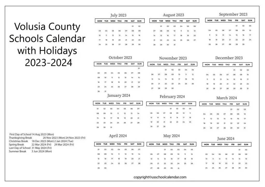 Volusia County Schools Calendar