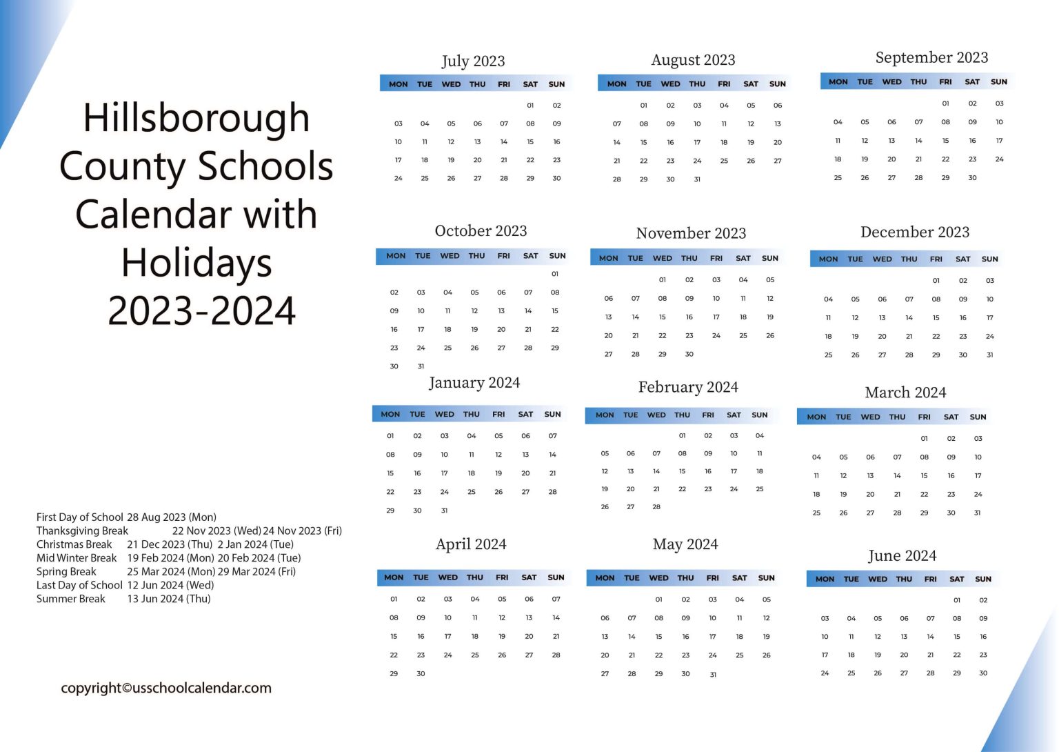 [WCPSS] Wake County School Calendar with Holidays 20232024