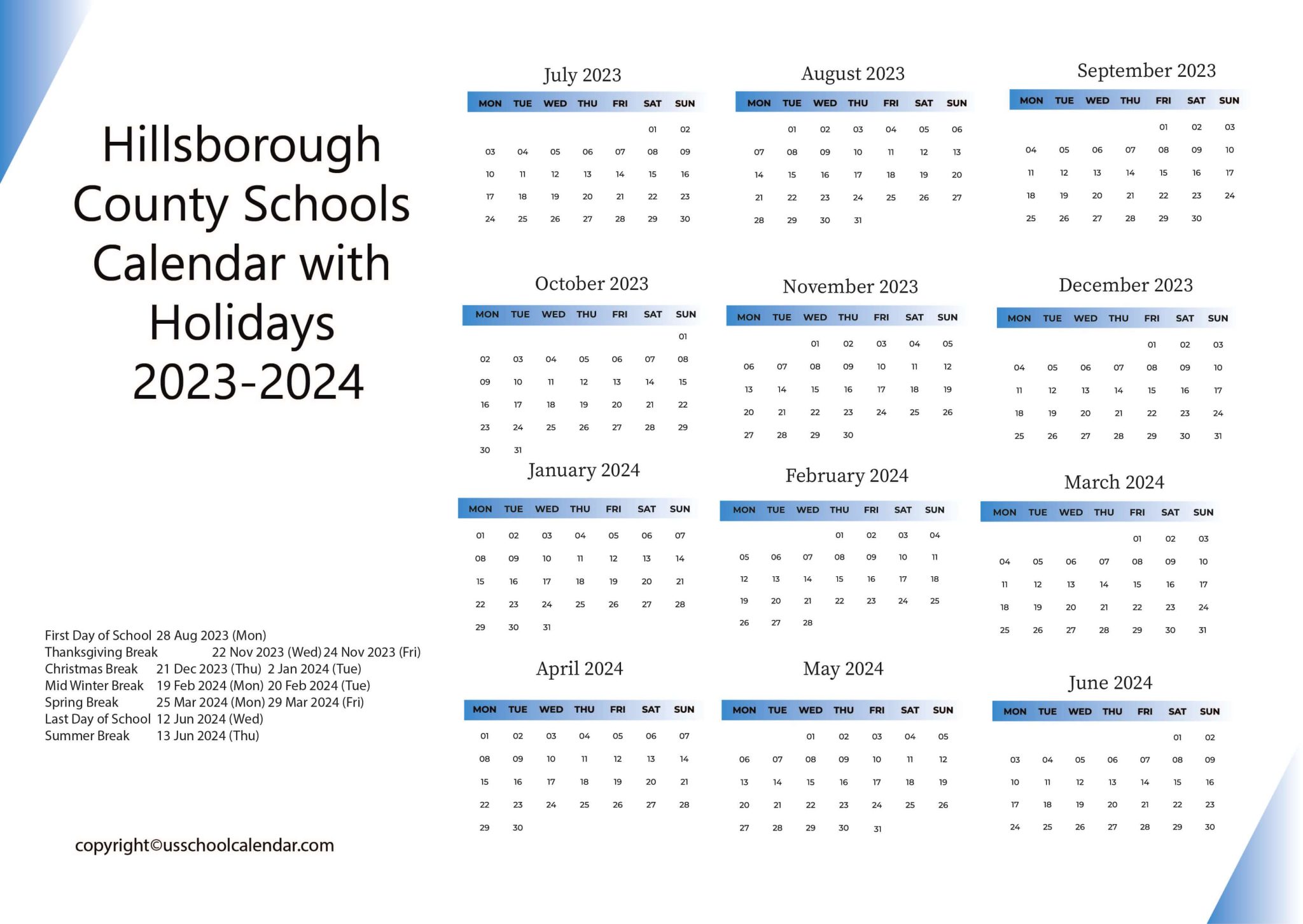 [WCPSS] Wake County School Calendar with Holidays 20232024