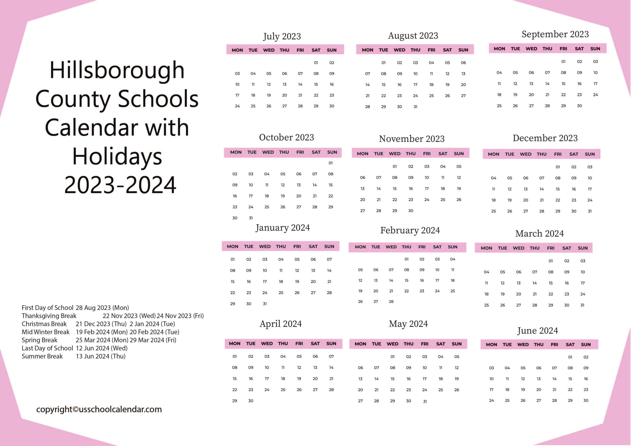 [WCPSS] Wake County School Calendar with Holidays 20232024