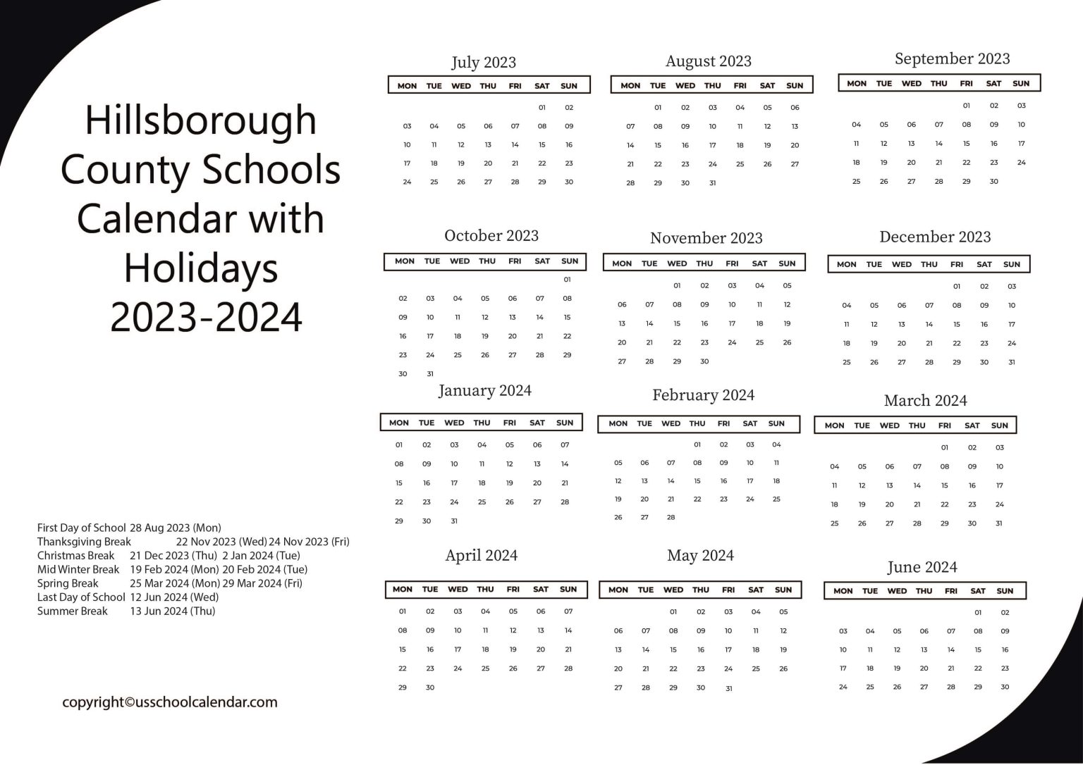 [WCPSS] Wake County School Calendar with Holidays 20232024