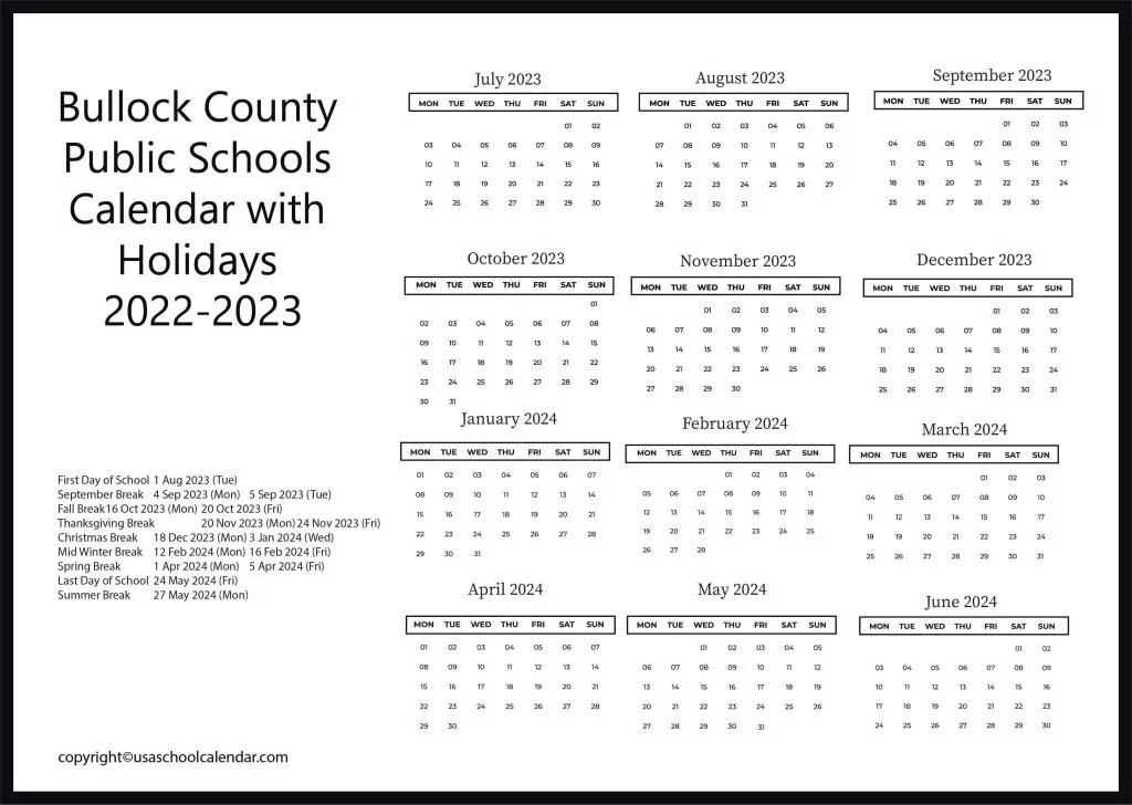 bullock county public schools calendar