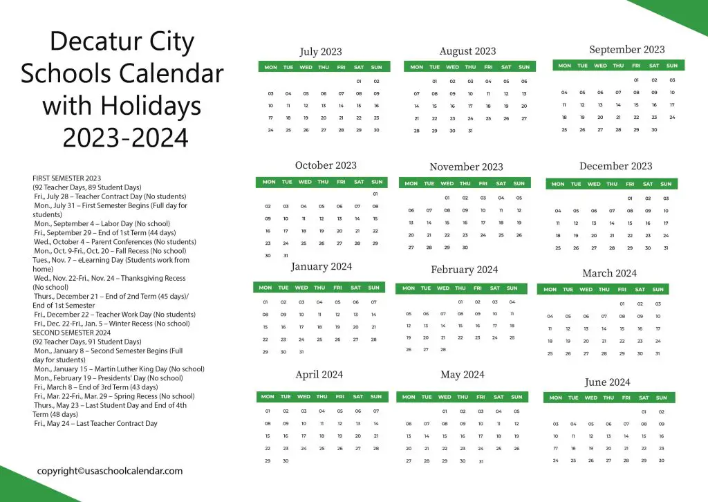 decatur city schools holiday schedule