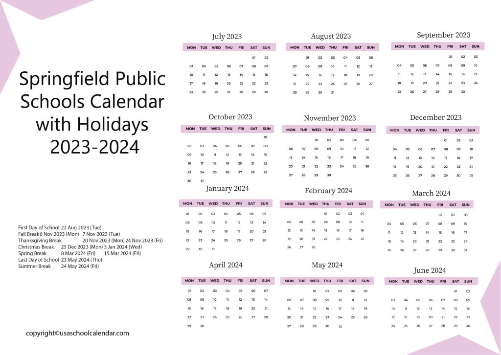 springfield public schools district calendar
