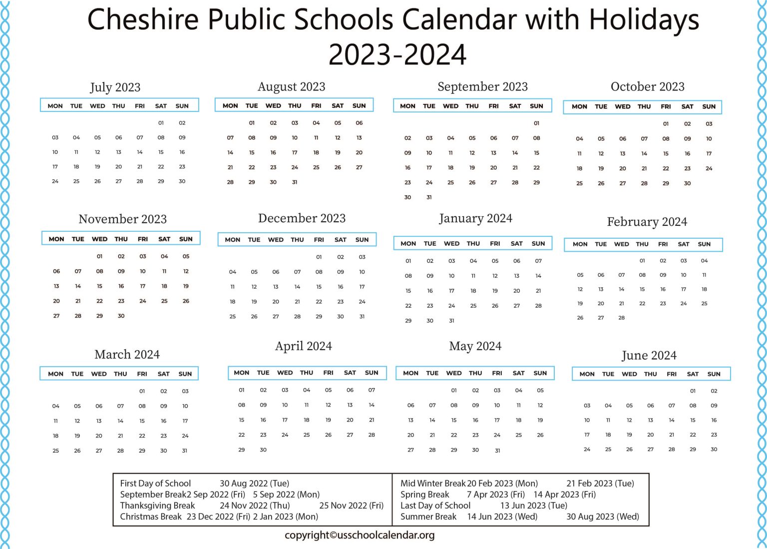 cheshire-public-schools-calendar-with-holidays-2023-2024