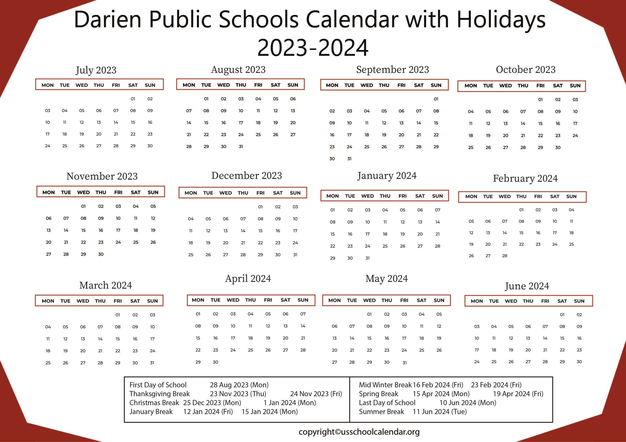 darien-public-schools-calendar-with-holidays-2023-2024