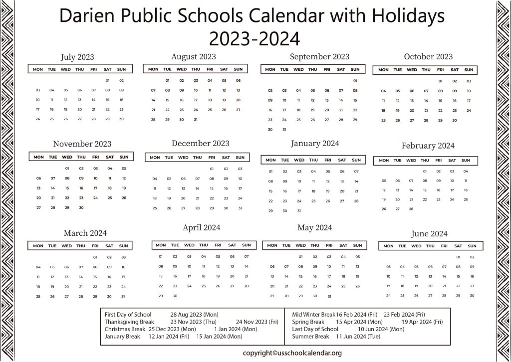 Darien Public Schools Calendar